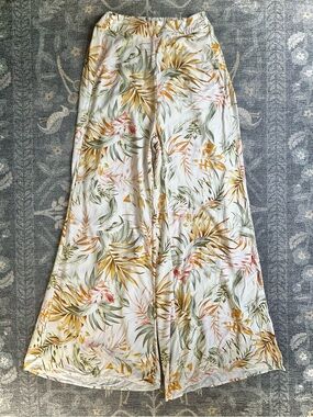 Rip Curl Tropical Palm Print Wide Leg Palazzo Resort Pants Elastic Waist XS